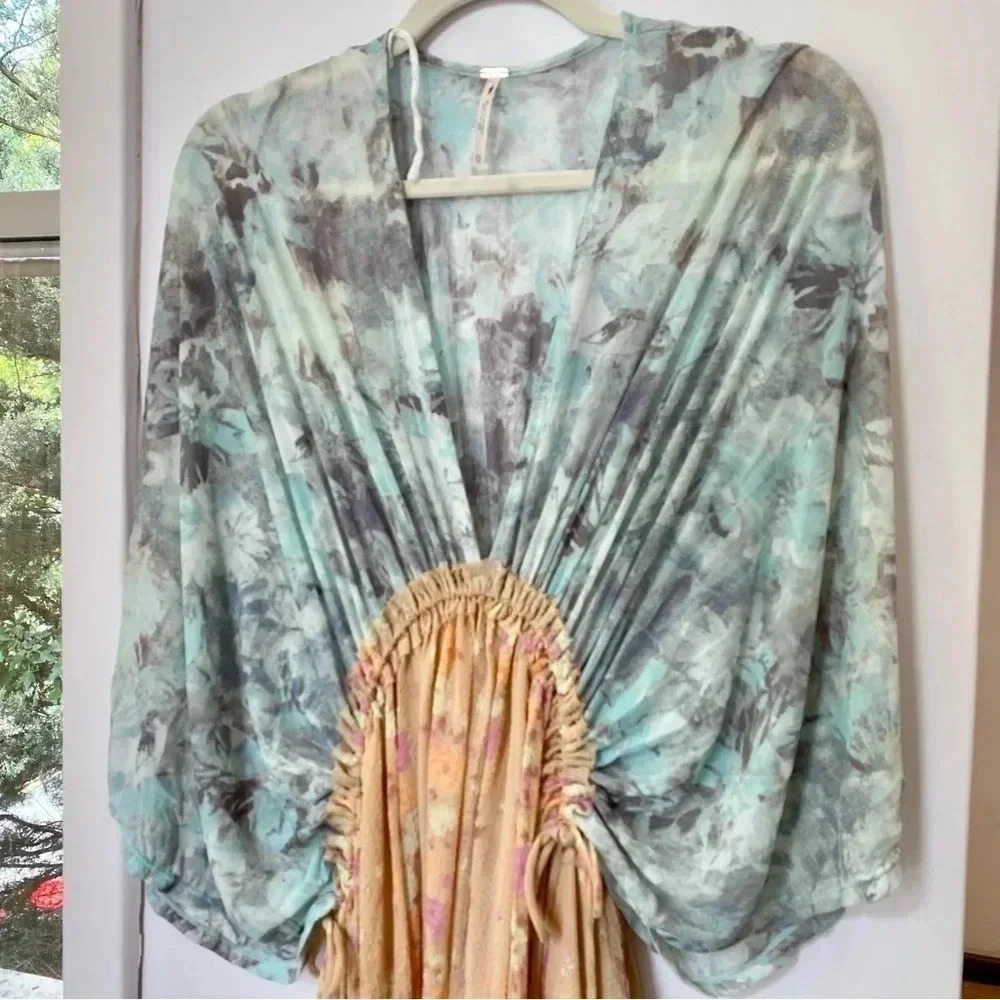 New Free People Long Sleeve Floral Boho Maxi Top XS - Picture 13 of 17
